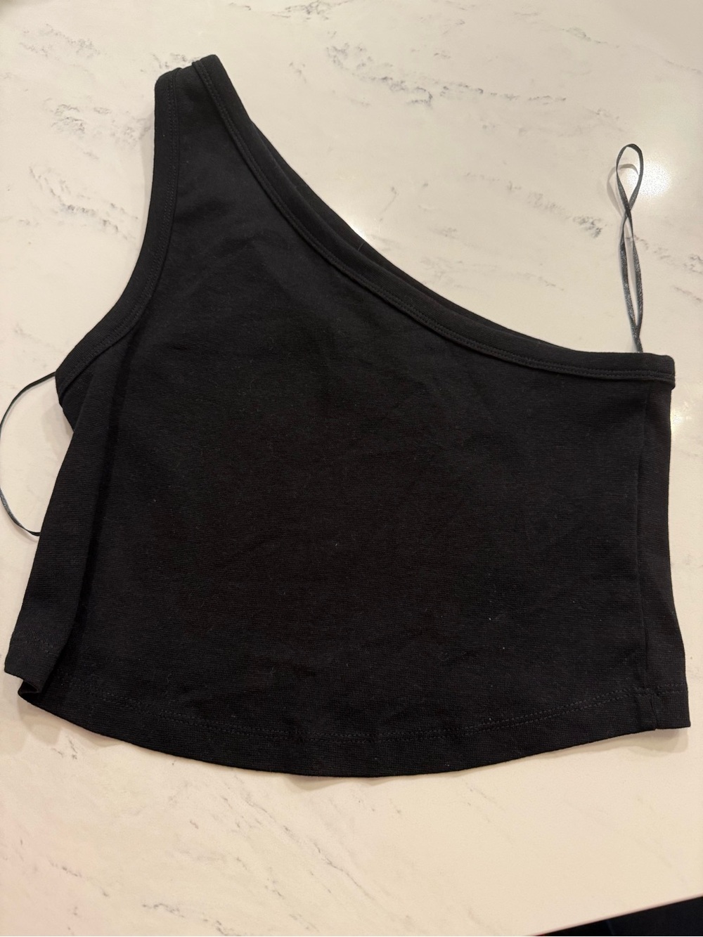 Zara Black Asymmetric One-Shoulder Crop Top